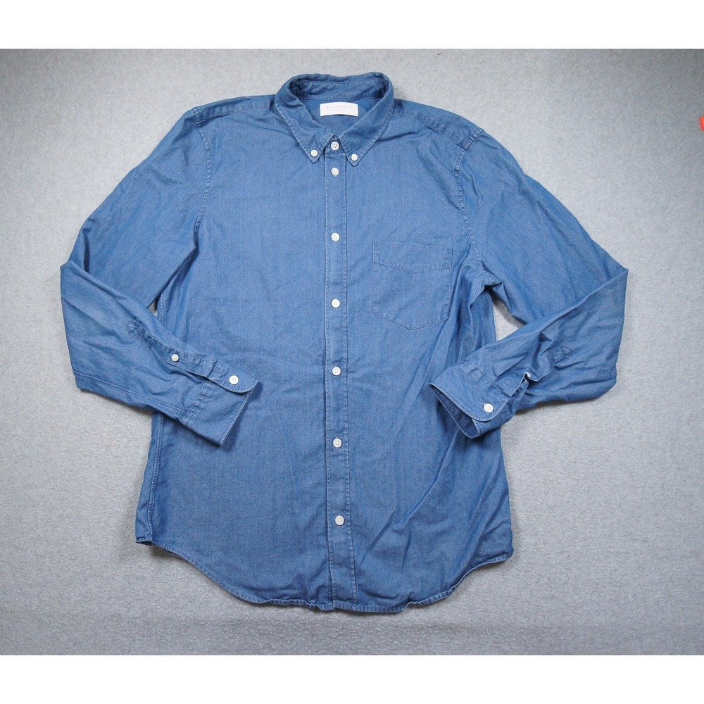Everlane Shirt Mens Medium Blue Button Down Chambray Long Sleeve Collared